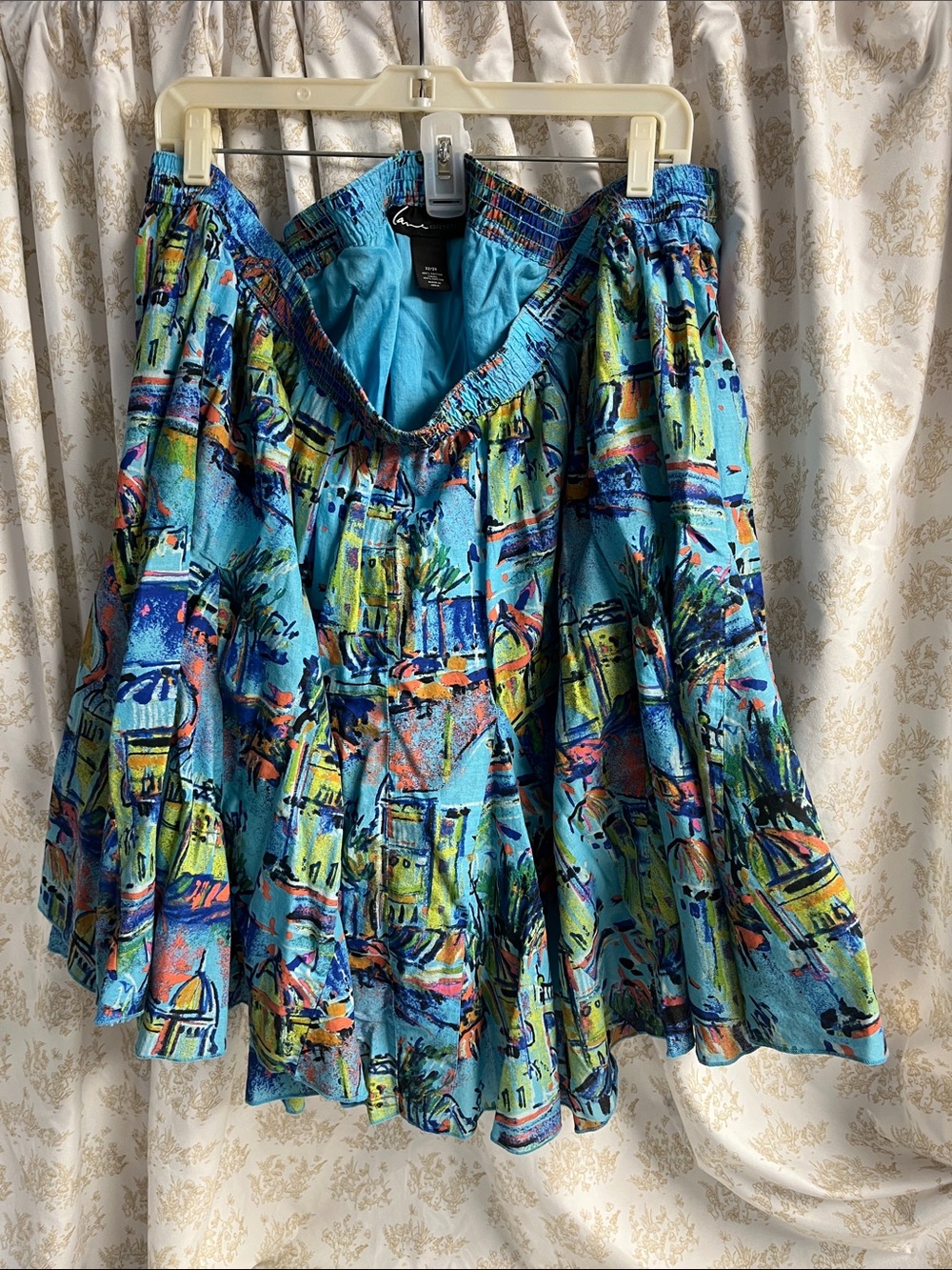 Lane Bryant Turquoise Multicolor Smocked Waist Skirt